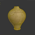 Ancient Terracotta Pottery Sculpture With Cracked Surface And Traditional Carved Patterns