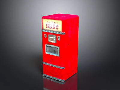 Red Vintage Coca-Cola Vending Machine With Classic Design And Illuminated 3d model
