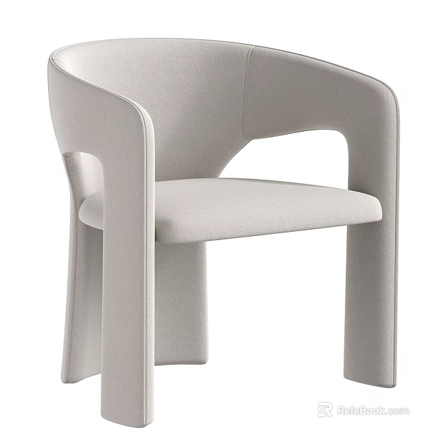 Modern Minimalist Light Gray Fabric Single Chair With Comfortable Seat And Unique Armrest Design 3d model 