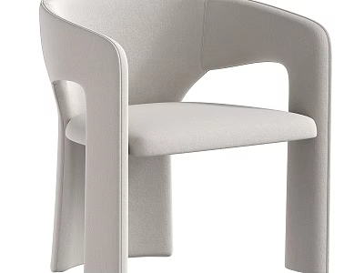 Modern Minimalist Light Gray Fabric Single Chair With Comfortable Seat And Unique Armrest Design 3d model