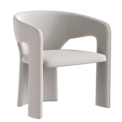 Modern Minimalist Light Gray Fabric Single Chair With Comfortable Seat And Unique Armrest Design 3d model