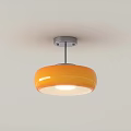 Modern Round Ceiling Light With White Smooth Shade And Orange Metal Base 3d model