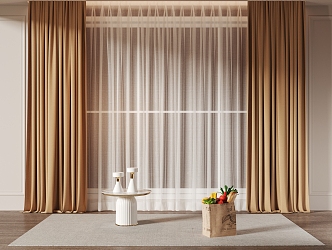 French curtain gauze curtain 3d model