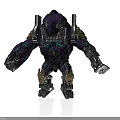 Purple Mechanical Armored Creature Character With Glowing Green Patterns And Metallic Details