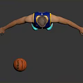 Basketball Player Wearing Blue Warriors Jersey With Basketball And White Knee Pads