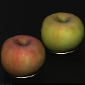 Fresh Ripe Apples One Pinkish Red Striped And One Yellow Green On Black Background
