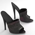 Stylish Black High Heel Open Toe Shoes with Strap and Buckle Detail