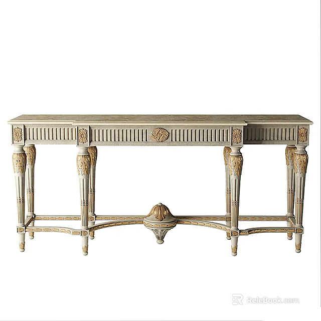 Classic Carved Console Table With Column Legs And Ornate Base Details 3d model