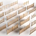 Wooden Railings Collection Featuring Diverse Design Styles and Patterns 3d model