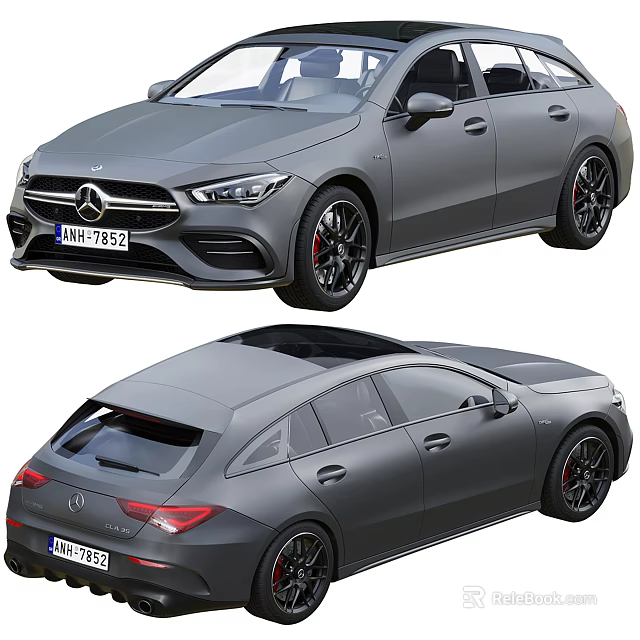 Gray Mercedes Car Shown In Dual Views With Exterior Details 3d model 