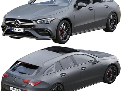 Gray Mercedes Car Shown In Dual Views With Exterior Details 3d model