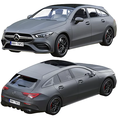 Gray Mercedes Car Shown In Dual Views With Exterior Details 3d model