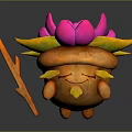 Cute Cartoon Character With Orange Body Pink Yellow Flower Head And Lightning Element