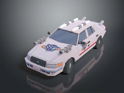 Military Vehicle With White Body Roof Searchlights Front Badge And Side Devices 3d model