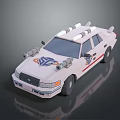 Military Vehicle With White Body Roof Searchlights Front Badge And Side Devices