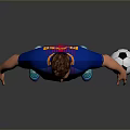 Soccer Football Player Game Character With Blue Red Striped Jersey Number 8 And Soccer Ball