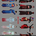 Group Of People In Chinese Traditional Clothing With Various Cultural Designs