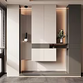 Elegant Modern Entryway Side Cabinet With Lighting Design And Decorative Details