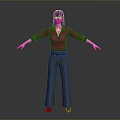 Woman in Red Top and Gray Wide Leg Pants Wearing Glasses with Arms Outstretched