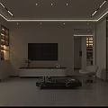 Contemporary Accent Chair In Stylish Living Space With Lit Bookshelf Floor Lamp And Beige Sofa