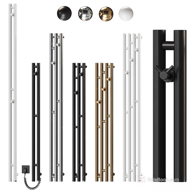 Modern Bathroom Accessories Metal Towel Racks in Various Colors and Styles 3d model 