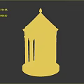 Detailed White Dome Architectural Model With Classical Columns And Blue Base