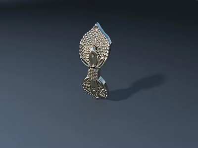 Detailed Golden Carved Sculpture With Intricate Lotus Patterns And Shiny Surface 3d model