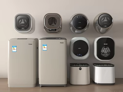 Modern Household Washing Machines Featuring Various Styles And Compact Large Designs 3d model