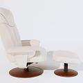 Comfortable Modern White Leather Massage Chair With Ottoman And Brown Base