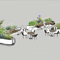 Outdoor Lounge Space With Green Plants Tables Chairs And People Enjoying