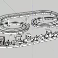 Colorful Kids Track Train Amusement Ride with Spiral Rails and Multiple Cars