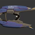 Futuristic Blue Purple Mechanical Weapon With Metallic Claw And Energy Details