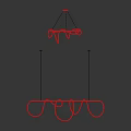 Modern Hanging Chandelier Featuring Gold Metal Frame And White Curved LED Strip Lights Design