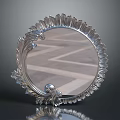 Silver Round Decorative Tray with Leaf Wave Ornate Edge for Home Living