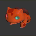 Cute Red Game And Movie Character With Purple Back Round Eyes And Spots