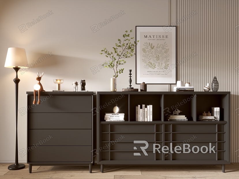 Modern Black Cabinet Whole Cabinet Sideboard Bookcase Storage Cabinet Entrance Cabinet model