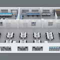 Public Office Space Interior Design With Arranged Desks Windows And Storage Cabinets