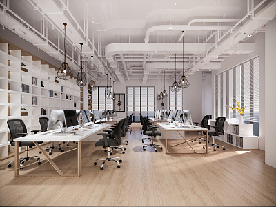 Modern public office area 3d model