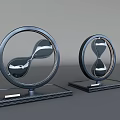 Modern Decorative Ornament Set With Circular Frame Hourglasses And Black Bases