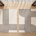 Modern Square Carpet Geometric Stripe Fabric Carpet 3d model