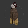Traditional Apron Style Dress With Red Straps White Top And Brown Yellow Skirt