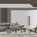Quiet sofa tea table combination 3d model