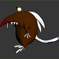 Cartoon Brown Bird Game Movie Character With Red Beak Yellow Eyes Sharp Teeth Black Claws