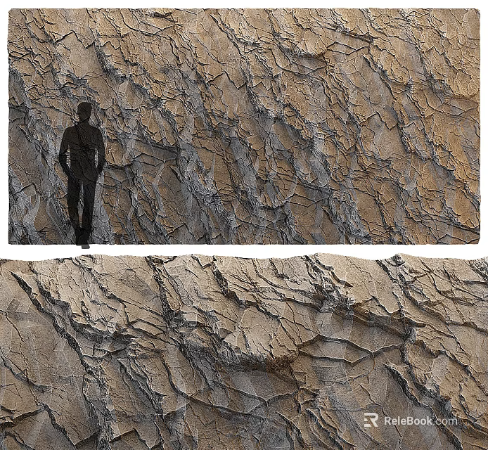 Rock Texture Background Wall With Natural Cracked Surface And Silhouette Figure 3d model 