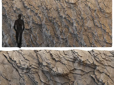 Rock Texture Background Wall With Natural Cracked Surface And Silhouette Figure 3d model