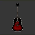 Acoustic Guitar with Red and Black Gradient Body and Steel Strings for Daily Use