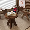 Middle-ancient style side a few corners a few rattan square a few magazine rack books coffee desk calendar 3d model