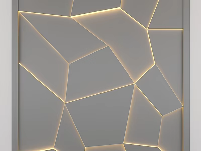Modern Polygonal Wall Design with Integrated LED Light Strips in Neutral Gray Tone 3d model
