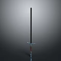 Medieval Sword With Black Blade Blue Guard And Brown Hilt