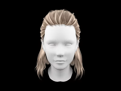 Game and Movie Character 3D Head Model With Long Blonde Hair and Center Part Design 3d model